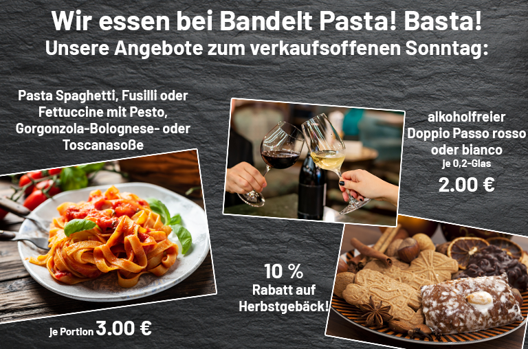 Angebot verkaufsoffener Sonntag Italien bei Bandelt