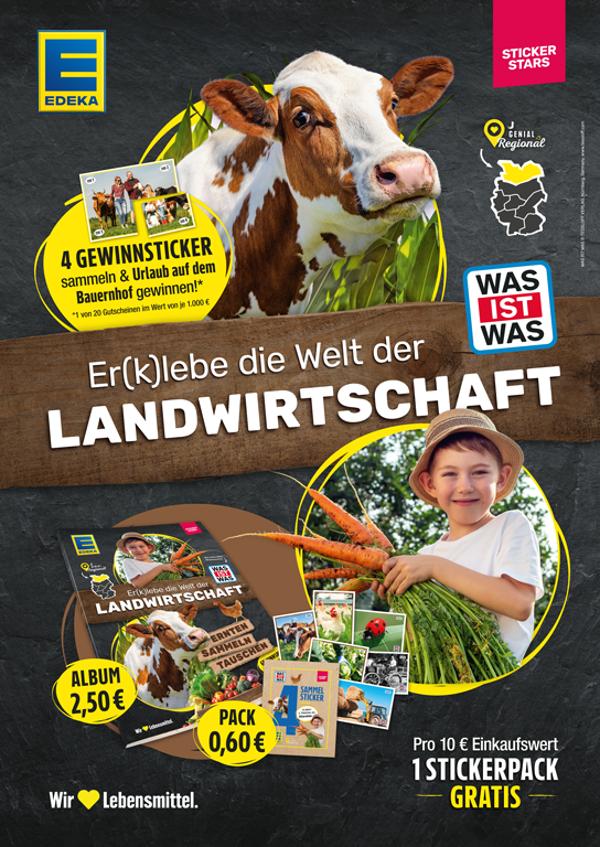 Das StickerStars Album zur Landwirtschaft gibt es ab sofort in Ihren EDEKA-Bandelt-Märkten im Mercado und in der Elbgaupassage