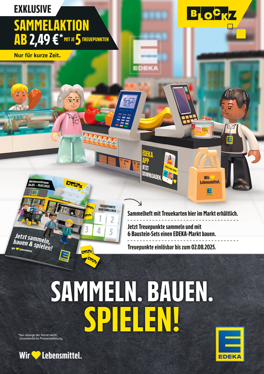 Das offizielle Plakat zur BLOCKZ-Sammelaktion der EDEKA