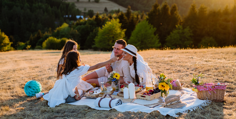 Familie picknickt in der freien Natur