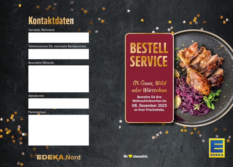 Weihnachts Bestellflyer EDEKA Nord 2025 - Vorderseite