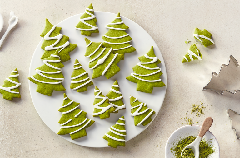 Backen mit Bandelt, Rezepte Matcha-Tannenbaum-Plaetzchen